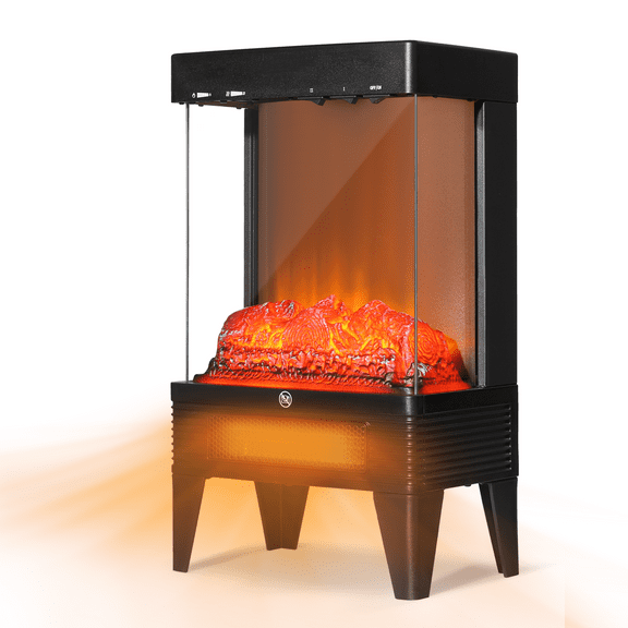 RTRWDC 12-Inch 1500W Electric Fireplace Portable Space Heater with Realistic Wood Burning Flame Suitable for Home Office Restaurant