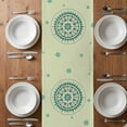 thumbnail image 4 of Table Runner 72 Inches Long for Kitchen Dining, Green Floral Dresser Scarf Farmhouse, Dining Table Decorations for Wedding/Parties, round Floral Ethnic Abstract Patterned 16 x 72 In, 4 of 8