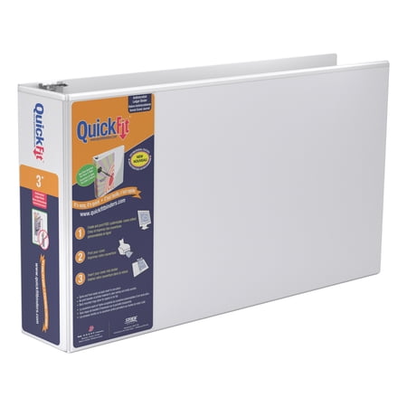 Stride QuickFit Ledger D-Ring View Binder, 3" Capacity, 11 x 17, White