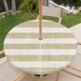 thumbnail image 6 of Round Outdoor Tablecloth with Umbrella Hole and Zipper, Cream Striped Fitted Table Cover with Elastic Edge for 31-35 Inch, Farmhouse Vintage Brown Stripes Waterproof Patio Tablecoths for Picnic, 6 of 9