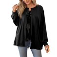 thumbnail image 2 of Lixiuxyad Womens Open Front Cardigan Women's Casual Loose Long Sleeve Solid Color Drawstring Belted Knit Cardigan Sweater Comfortable Stylish Outerwear,Black, 2 of 5