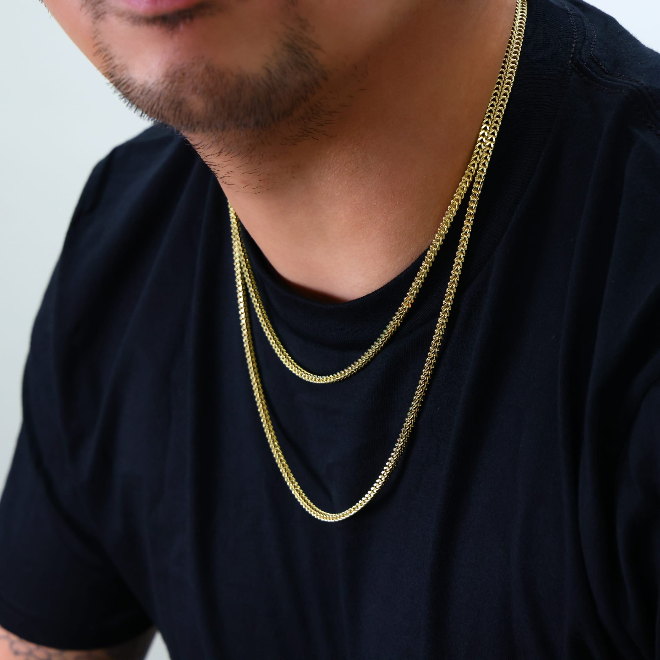 Nuragold 14k Real Yellow Gold Franco Square 3mm Box Chain Wheat Chain Necklace (18"-30") Italian Jewelry for Men & Women