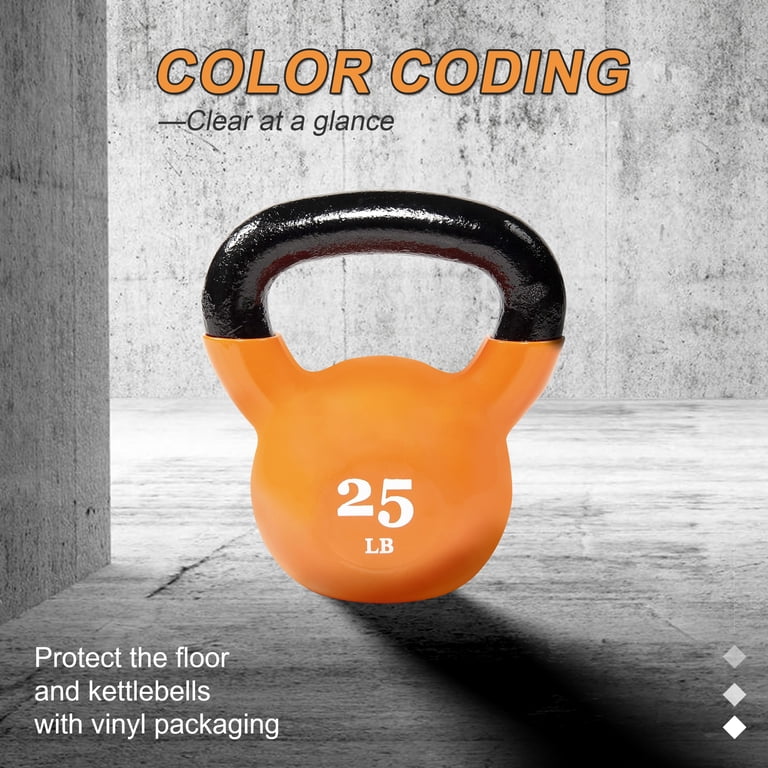BalanceFrom 25lb Vinyl-Coated Cast Iron Kettlebell, Orange photo 3