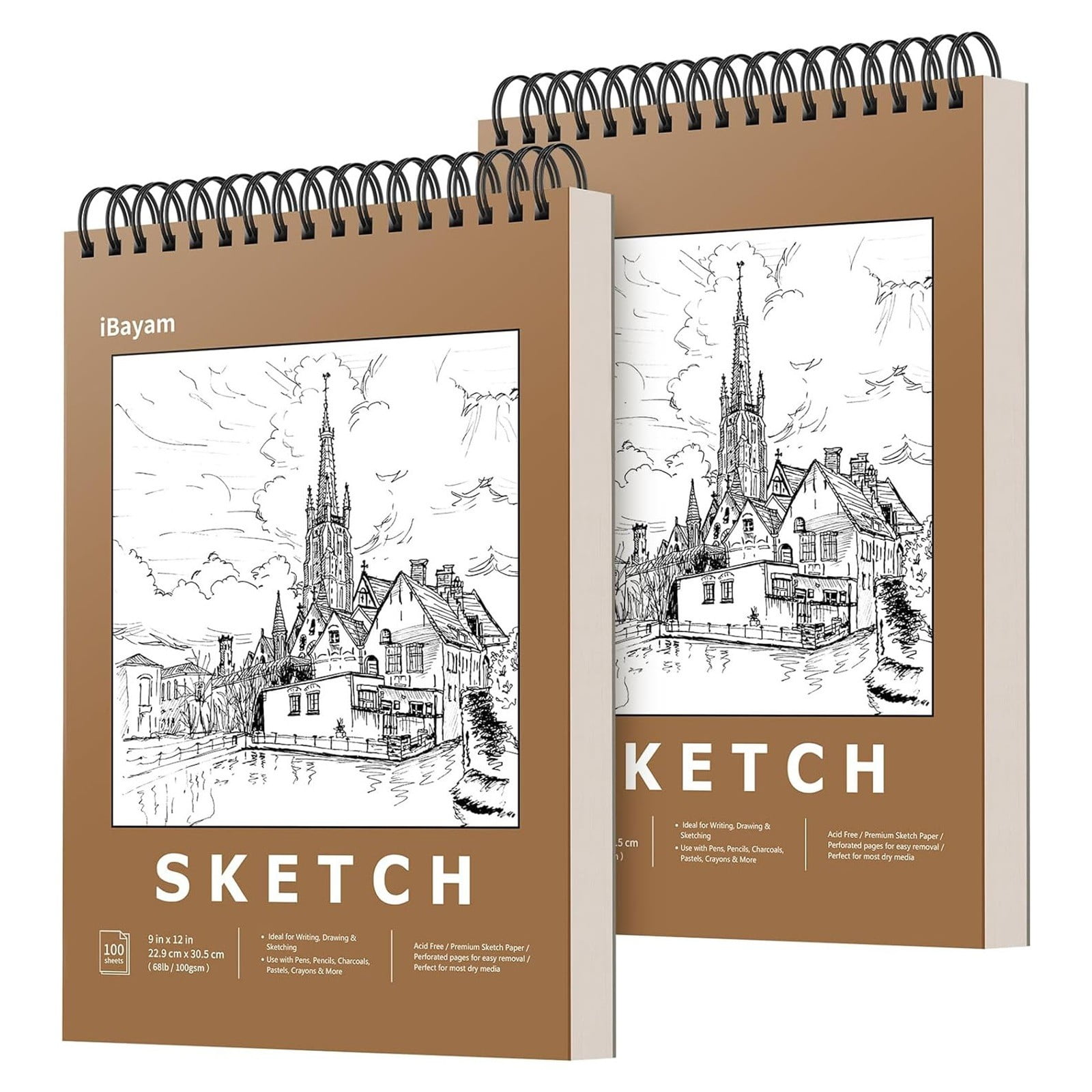 Clearance Office&Craft&Stationery under $20,9" X 12" Premium Sketch Book Set 1 Pack Bound Drawing Paper 100 Sheets (68lb/100gsm) Sketchbook Art Drawing Painting Sketching Pad Supplies For Chilre