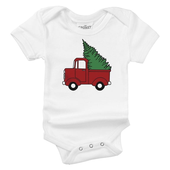 Spunky Stork Christmas Tree Wagon Car Truck Boys Organic Baby Kids Shirt