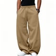 thumbnail image 2 of BVOFAR Men's Baggy Sweatpants Wide Leg Elastic Waist Casual Sweatpant High Waist Drawstring Jogging Pants with Pockets Lounge Pant Khaki XL, 2 of 7