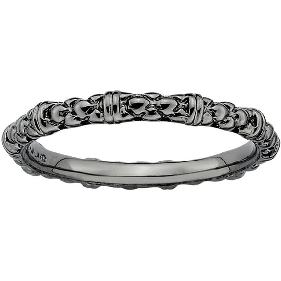 Sterling Silver Black-Plated Cable Ring