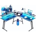 thumbnail image 5 of HLDIRECT 51 Inch L Shaped Gaming Desk with Monitor Stand and LED Lights, Corner Computer Desk with Carbon Fiber Surface, PC Gaming Table for Home Office Writing Workstation, Easy t, 5 of 7