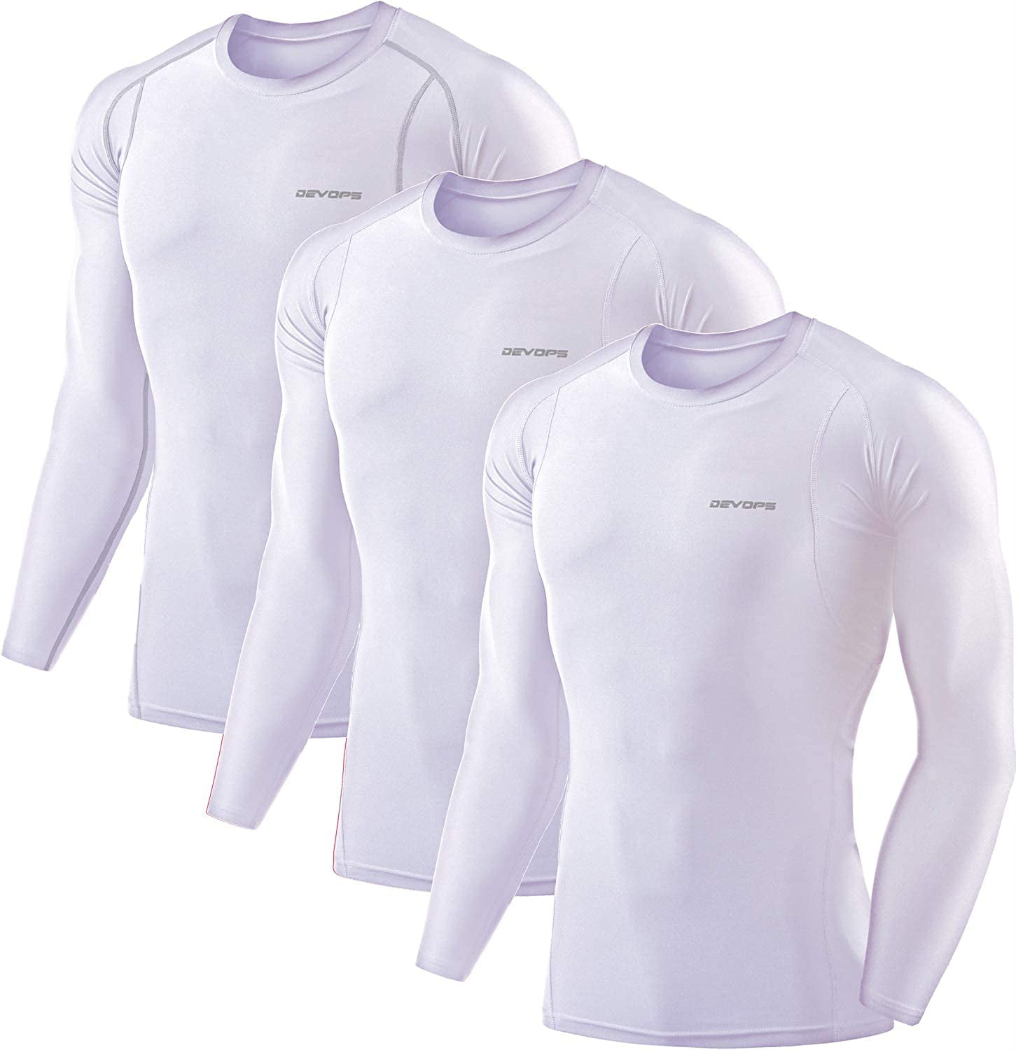 DEVOPS 2~3 Pack Men's Athletic Turtle Neck Long Sleeve Compression Shirts 