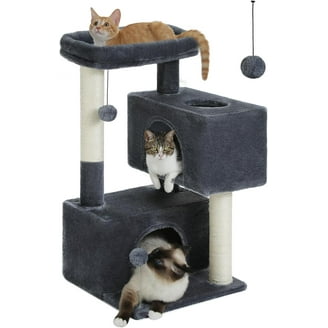 Feandrea 61-Inch Cat Tower, Plush Cat Condo with Multi-Level