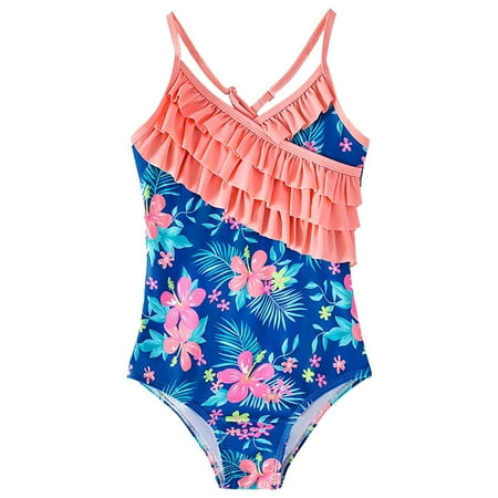 

B91xZ Baby Swimsuit Girl Middle And Senior Children Girls Ruffled Edge Summer Beach Swimsuit Children s Swimsuit Girls Orange Sizes 4-5 Years