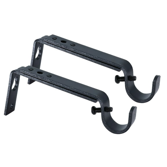 MERIVILLE Set of 2 Black Curtain Drapery Rod Bracket for 3/4" Rod, Adjustable