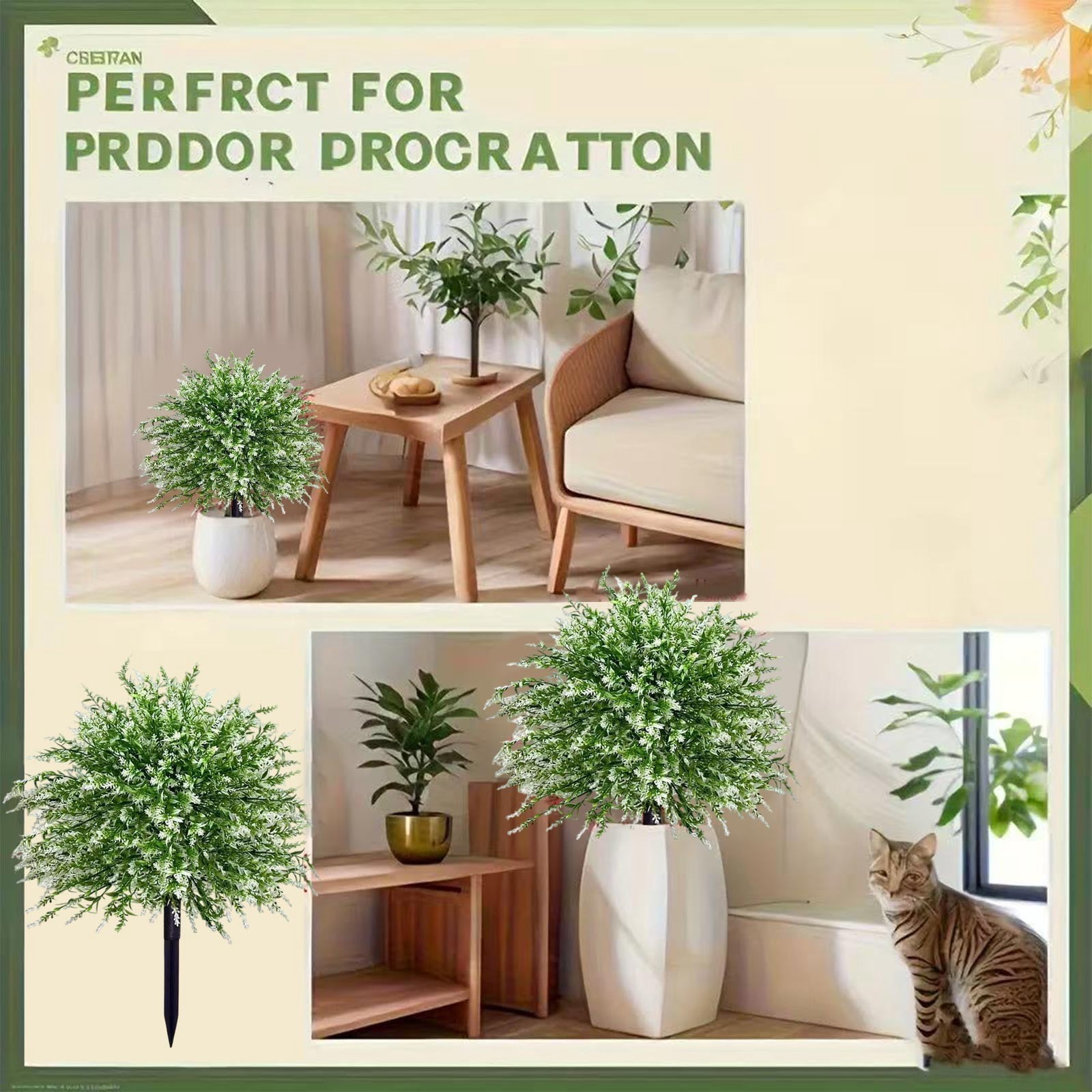 TTJ Outdoor Artificial Flower Bundles Fake Plants Silk Realistic Outdoor Decor Faux Floral Arrangements For Porch Garden Patio Window Box Durable Weatherproof