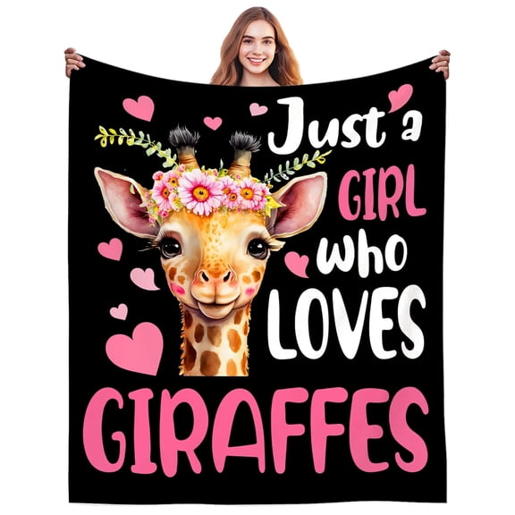 Giraffe Gifts Blanket for Women Cute Just A Girl Who Loves Giraffes Throw Blanket Stuff Animal Plush Giraffe Gifts for Women Adults Giraffes Lovers Birthday Party Decorations 50"X40"