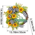 thumbnail image 3 of Sunflower Green Truck Farmhouse With Check Bow For Front Door Fall Summer Home Decoration, 3 of 6