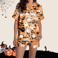 thumbnail image 6 of Halloween Pajamas Halloween Casual Soft Button Short Sleeve Pajamas for Women Set, 6 of 6