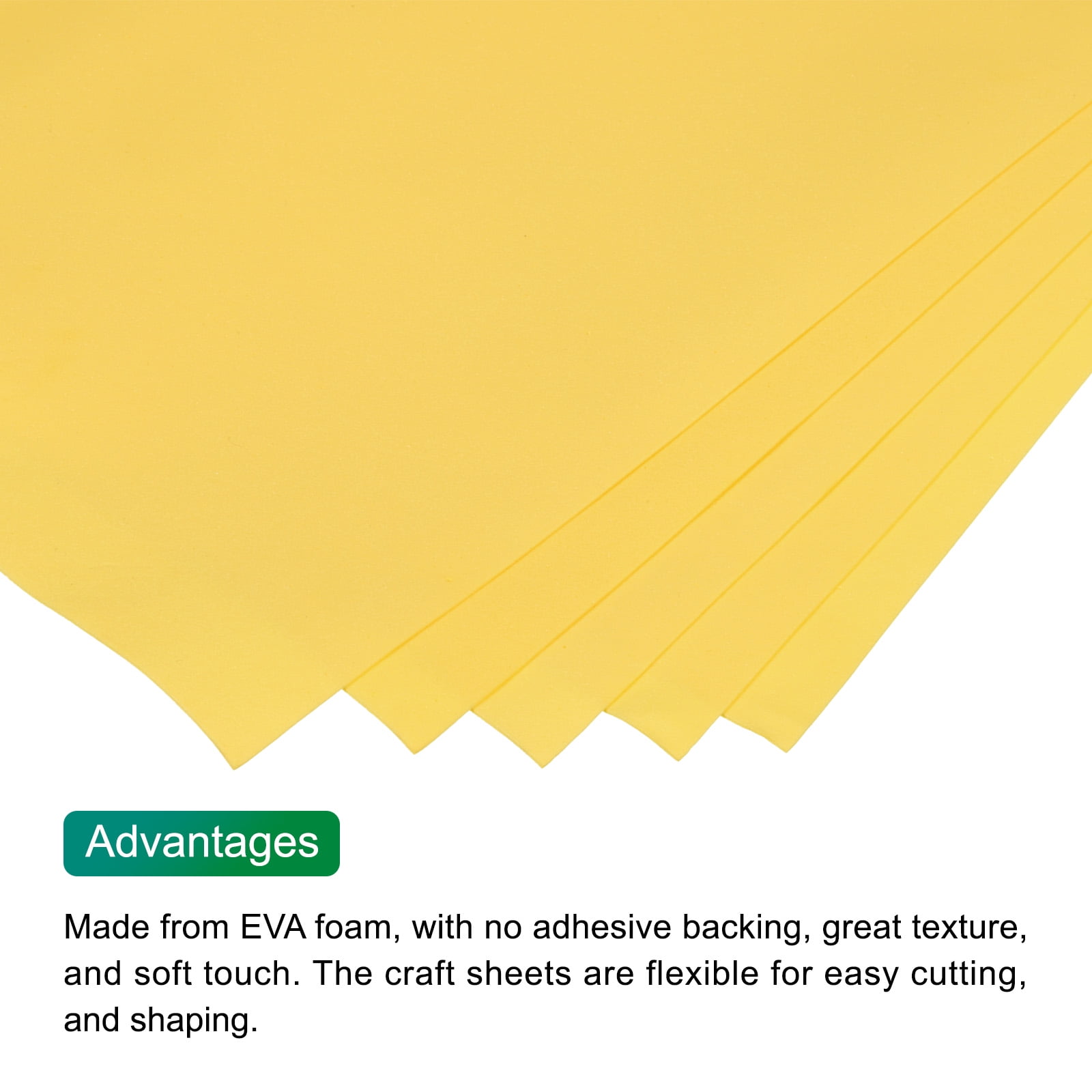 Uxcell EVA Foam Sheets Gold Yellow 35.4 Inch x 19.7 Inch 1mm Thick Crafts Foam EVA Sheets for Arts and Crafts 10Pcs