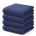 thumbnail image 1 of Toallas de cocina Kitinjoy Waffle Weave, 100% algodón, paquete de 4 unidades, azul marino, 1 of 7