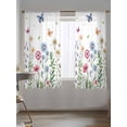 thumbnail image 5 of Sheer Curtains 63 Inch Length, Spring Floral Semi Sheer Curtains Light Filtering Window Treatment, Pink Blue Flowers Botanical Butterflies Privacy Voile Drapes for Living Room Bedroom 52x63 Inch, 5 of 7