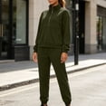 thumbnail image 5 of Women's 2 Piece Casual Outfits Solid Hooded Drawstring Long Sleeve Sweatshirt Tops And Long Pants Set Suits, 5 of 9