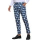 thumbnail image 4 of Pantalones de Patrón Argyle INSPIRE CHIC para Hombre, Pantalones Retro de Frente Plano, Pantalones de Cuadros 32 Azul Negro, 4 of 6