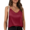thumbnail image 3 of Timegard Satin Tank Top for Women Deep V Neck Sleeveless Tank Top Spaghetti Strap Camis Loose Tunic Top, 3 of 7