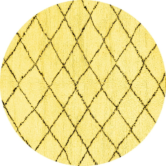 Ahgly Company Indoor Round Solid Yellow Modern Area Rugs, 3' Round