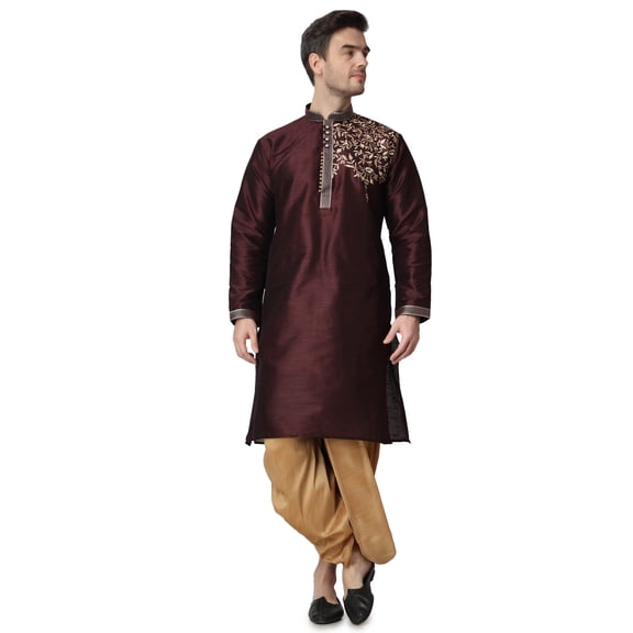 Royal Kurta Mens Silk Patchwork Dhoti Kurta Set