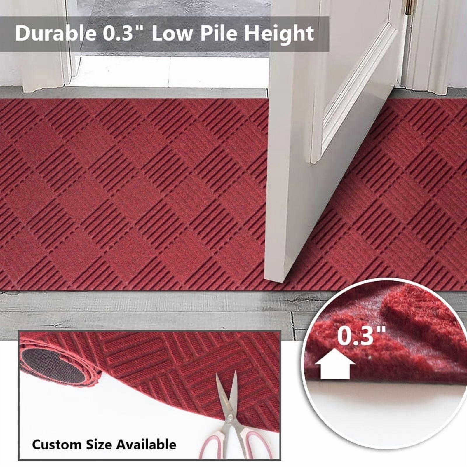 Fas Home Runner Rugs 1FTX14FT Indoor Outdoor Hallway Runner with Rubber Backing Non-Slip Carpet Washable Area Rugs Custom Sizes for Entryway Kitchen Laundry Room Balcony Patio Red