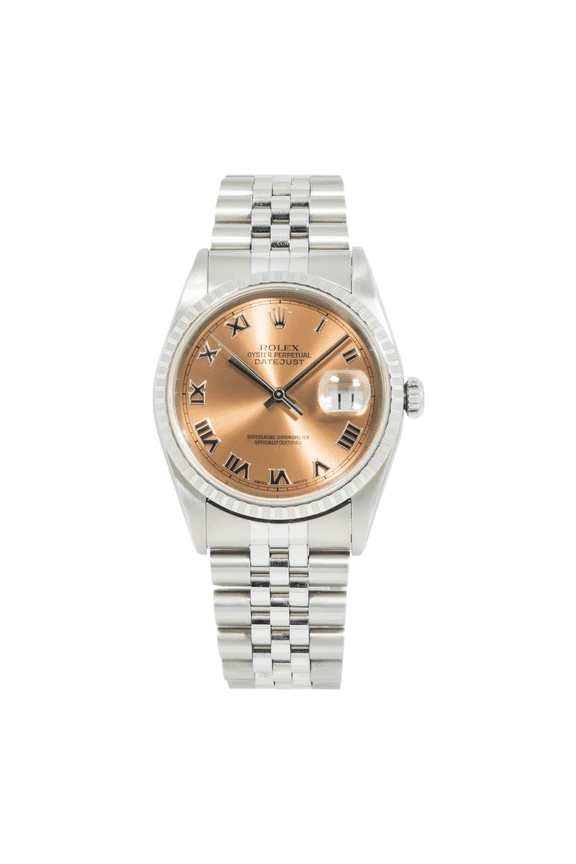 Pre-Owned Rolex Datejust Stainless Steel 36mm with Engine Turned Bezel 16220 and Jubilee Bracelet