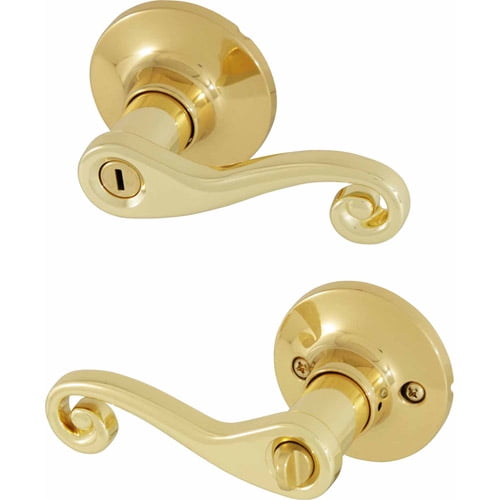 Honeywell Scroll Lever Privacy Door Lock, Polished Brass