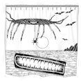 thumbnail image 1 of Spooky Spider Creature Shower Curtain - Halloween Decor with Bats & Moon, 1 of 5