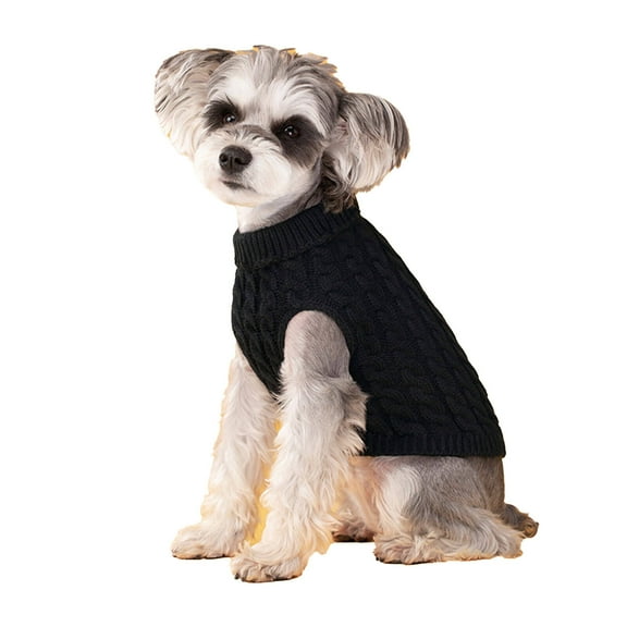 TELOLY Dog Clothes Classic Cable Knit Design Dog Sweaters,Long-Lasting Comfort Warm and Soft Dog Sweatshirt,Black,Xs