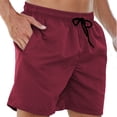 thumbnail image 6 of ZCFZJW Men's Swim Trunks Quick Dry Beach Shorts with Zipper Pockets and Mesh Lining Big and Tall Regular Fit Casual Drawstring Waist Bathing Suit Wine XL, 6 of 9