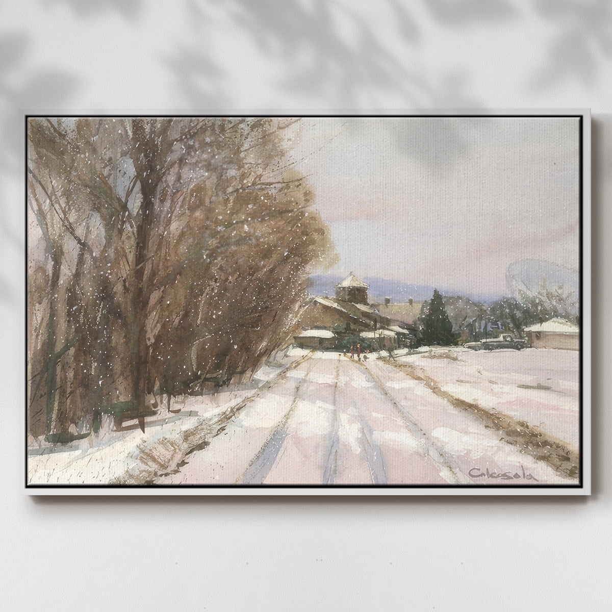 Indian Orchard Greek Orthodox Church - Framed Gallery Wrapped Holiday Canvas - 27 x 41 - White Frame