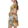 thumbnail image 2 of Disketp Girl Hugging Dog Flowers para Vestido de Manga Corta para Mujeres, Vestidos de Verano para Mujeres, Casual y Holgado para la Playa, 2 of 6