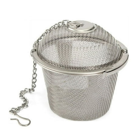 

Stainless Steel Twist Lock Mesh Tea Ball Chained Lids Easy to Hang on Cup Gift
