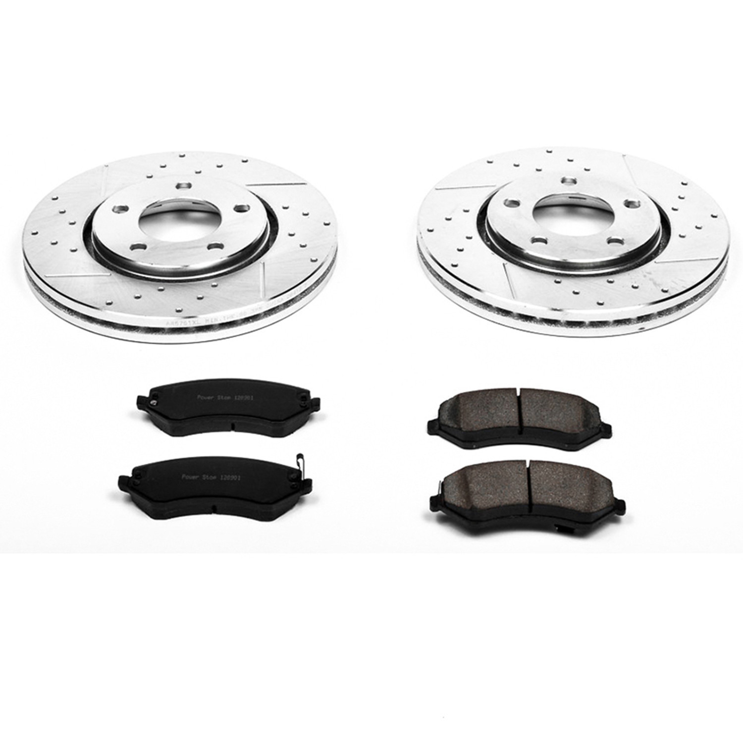 Power Stop Front Brake Kit with Drilled & Slotted Rotors and Ceramic Brake Pads K5244