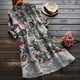 thumbnail image 2 of Mujeres Casual Lino Suelto Impreso Botón Manga Larga Camisa Larga Blusa Tops Fridja hj136, 2 of 4