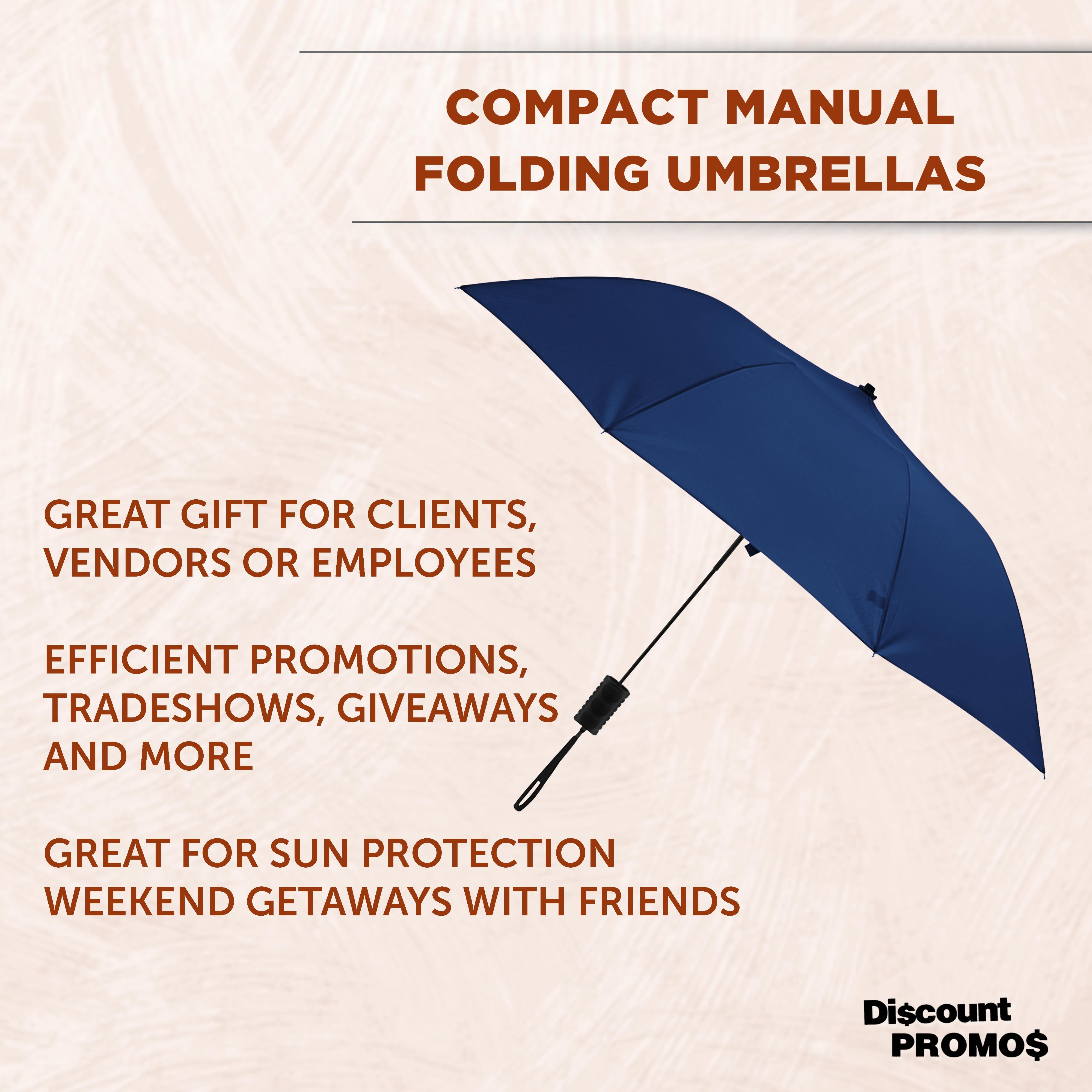 Compact Manual Folding Umbrellas Set of 12, Bulk Pack - Perfect for Travel, Promotional Events or Giveaways - Navy Blue