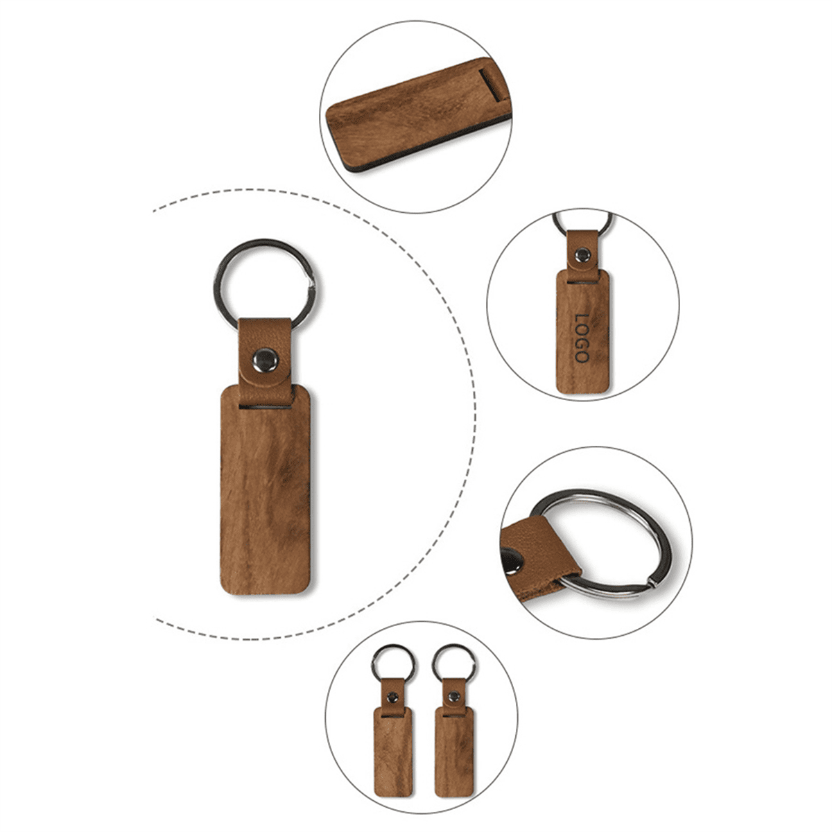 100Pcs Blanks Wooden Keychain Wood Tags Blanks Wood Keychain Rectangular Wood Key Chain