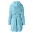 thumbnail image 3 of Women Coral Velvet Nightgown Women's Winter Nightgown Thick Plush Warm Hooded with Adjustable Lace Up Belt Solid Color for Great Water Absorption, 3 of 6