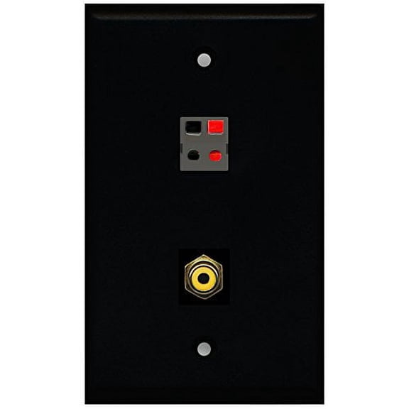 RiteAV - Black 1 Port RCA Yellow 1 Port Speaker Wall Plate