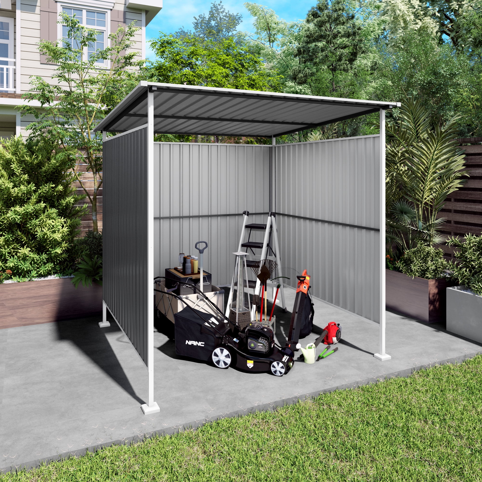 Outdoor Pergola, 6x6 FT Heavy Duty Metal Hardtop Shelter for Garden Backyard Patio Lawn, Gray