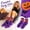 Purple-A, variant on Halloween 1 pair Unisex Mid-Calf Socks with Pumpkin Print, Polyester/Cotton Blend, Breathable Comfortable Ribbed Cuff Socks for Men and Women