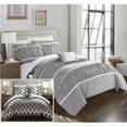 thumbnail image 1 of Chic Home CS2573-US Nova Pleated & Ruffled with Chevron Reversible Backing Comforter Set with Shams & Decorative Pillows - Grey - King - 4 Piece, 1 of 1