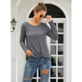 thumbnail image 3 of AXSAY Womens portability Casual Blouse Loose Long Sleeve Twist Knot T Shirts Round neck Knit Tops (M, Dark Grey), 3 of 7