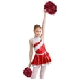 thumbnail image 2 of Aislor Girls Sequins Cheerleading Uniform Cheer Leader Outfits Performance Costume Dance Dress with Pom Poms Red 14, 2 of 7