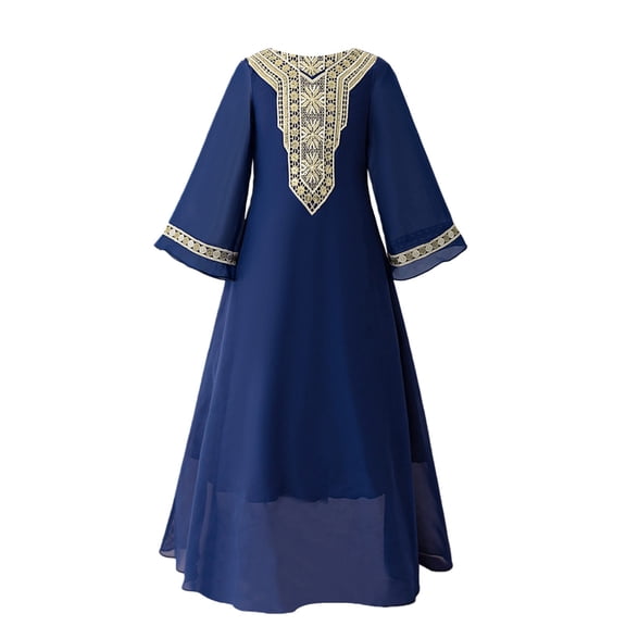 EnJoCho Girls Summer Maxi Dress Musli𝗆 Dress for Toddler Girls Long Sleeve Embroidered Islami𝖼 Ramadan Abaya Prayer Dress Girls Arabic Kaftan Eid Dresses For 4-8 Years