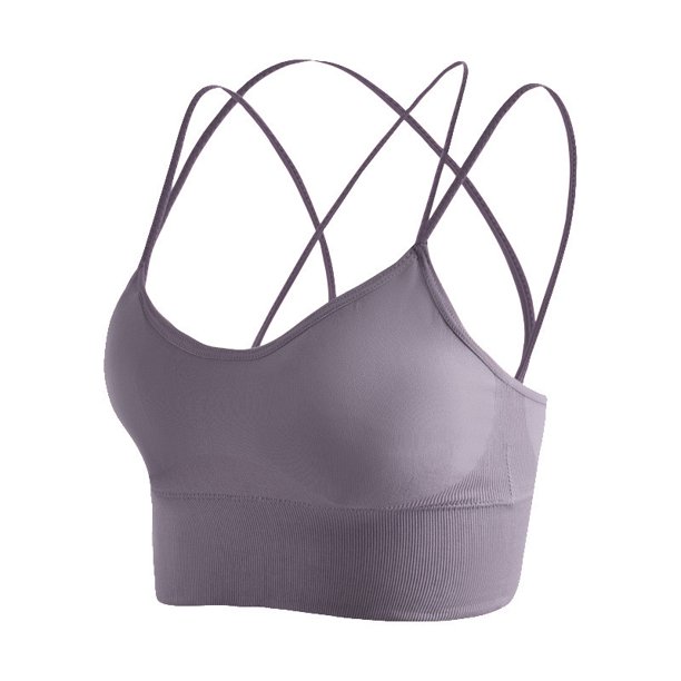 EHTMSAK Sports Bra for Women Soft Wireless Comfort Bra Purple L